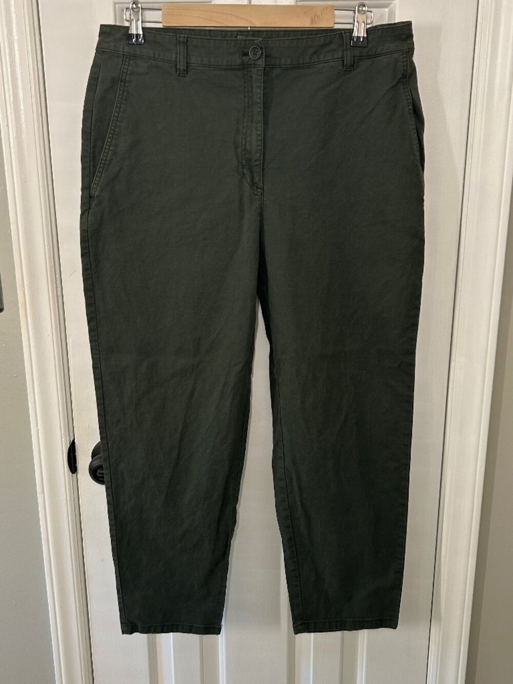 Eileen Fisher Size 12 Green/Gray Cotton/Hemp Pants